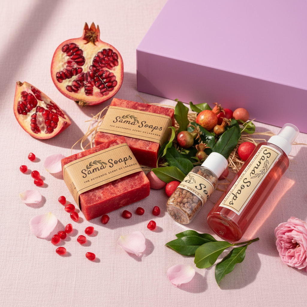 Pink Pomegranate Festive Gift Box - Soap Bars & Spa Set-1
