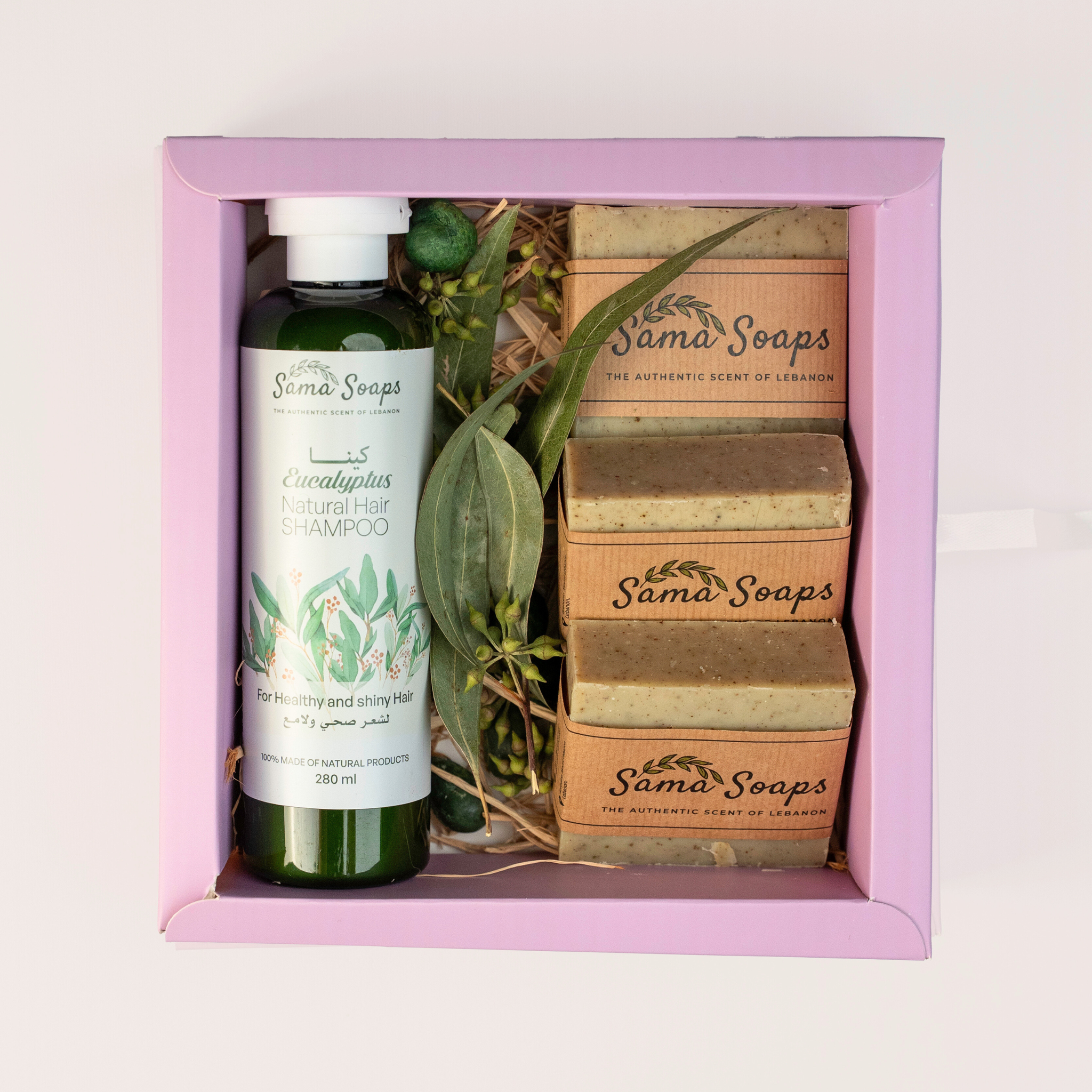 Eucalyptus Hair & Body Gift Box with Shampoo & 3 Soap Bars