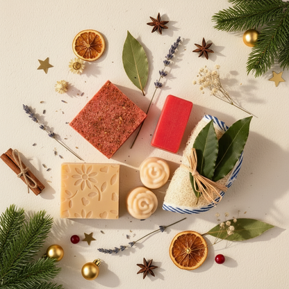 Festive Christmas product flat lay
