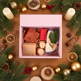 Gift box with festive Christmas background