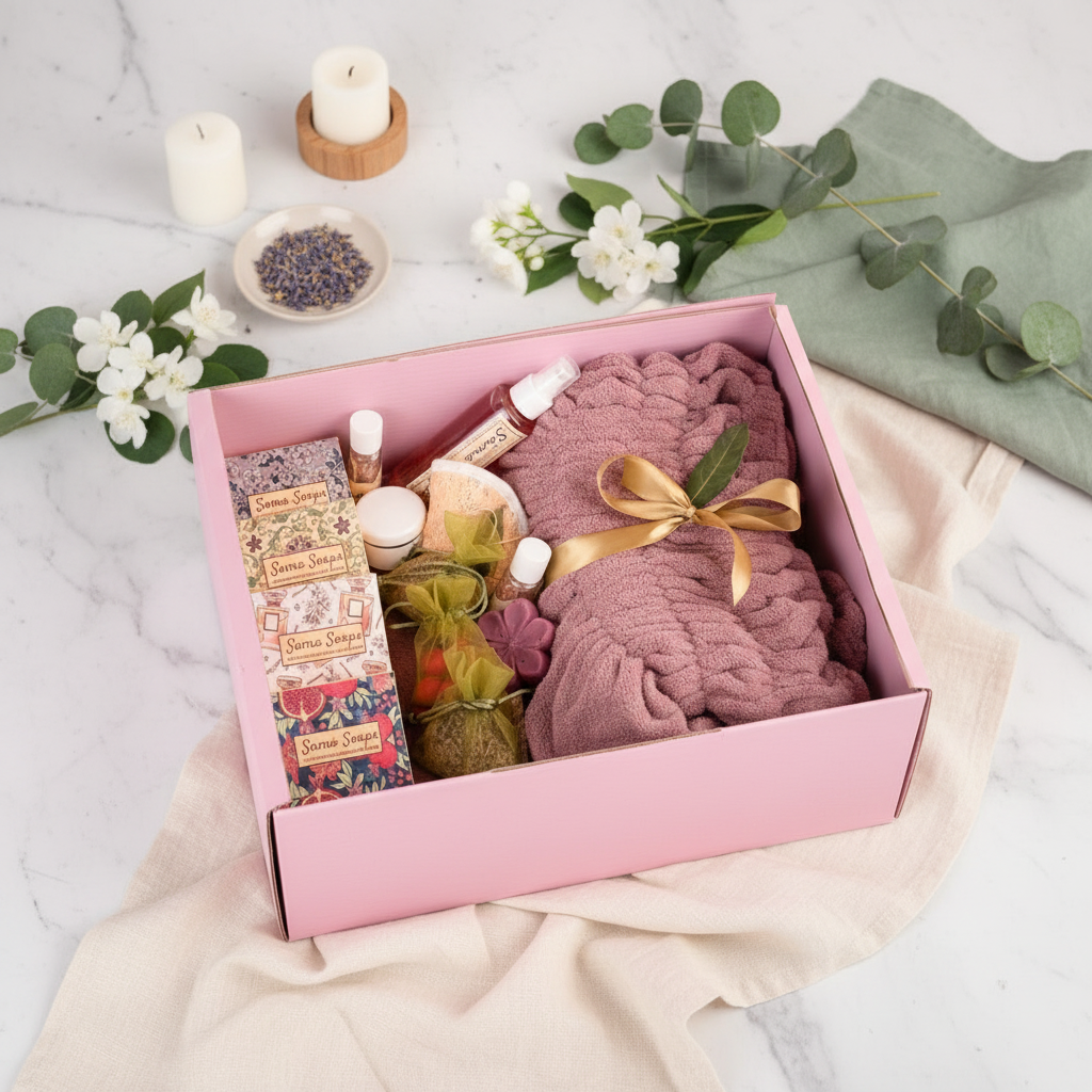 Luxury spa gift set with elegant background